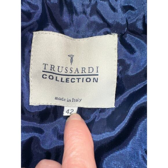 VINTAGE 80's TRUSSARDI DENIM BLUE SUEDE TOP 42 - Picture 4 of 11